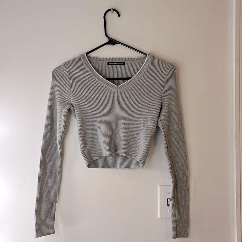 Brandy Melville cropped sweater,  Size: Small, Color: Grey